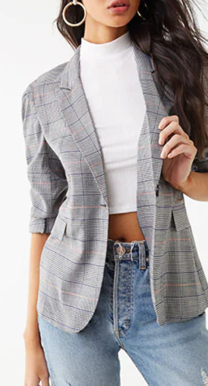 PLAID BLAZER Forever 21 