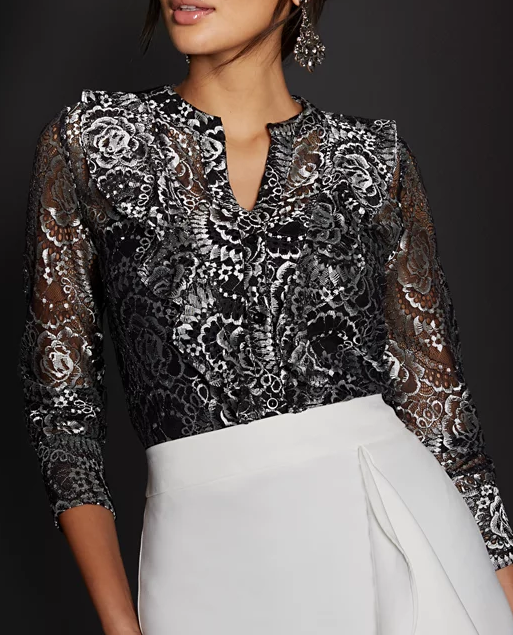 Black Shimmer Lace Blouse 