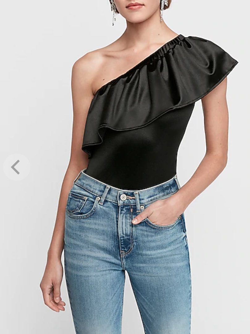 One Shoulder Ruffle Bodysuit