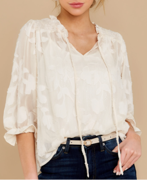 Cream Patterned Blouse