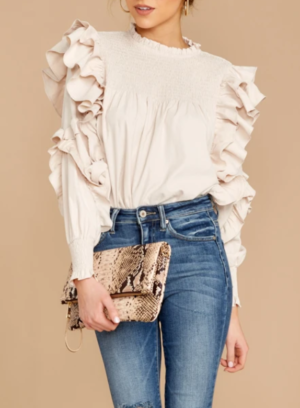 Cream Ruffle Top