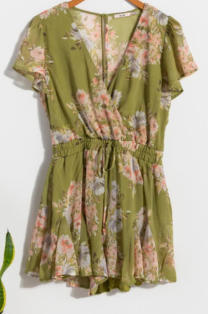 Green Floral Romper