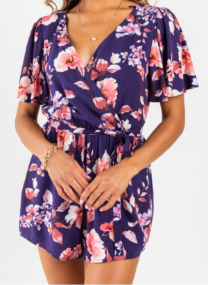 Purple Floral Romper