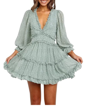 V Neck Ruffle Dress